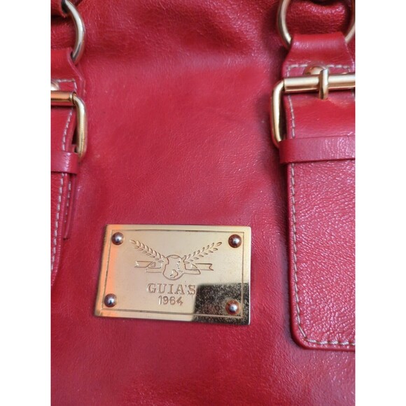 GUIA’S Large Made in Italy Leather Red Bag - Picture 9 of 16
